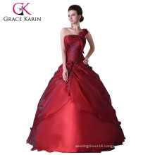 Grace Karin New Style of One Shoulder Red Floor Length Red Quinceanera Dresses CL2514